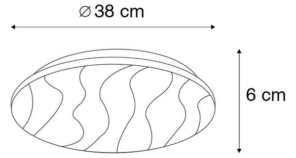 Stropna svetilka bela 38 cm z LED z daljinskim upravljalnikom - Damla