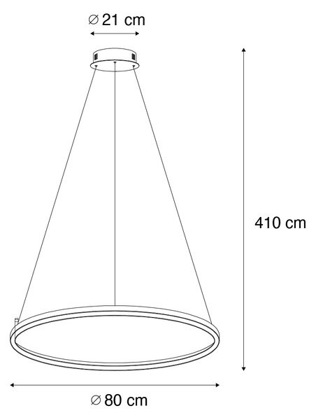 Viseča svetilka črna 80 cm z LED 3-stopenjsko zatemnitvijo - Girello