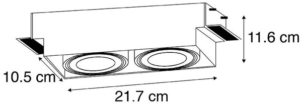 Set 6 vgradnih reflektorjev črn GU10 AR70 trimless 2-light - Oneon