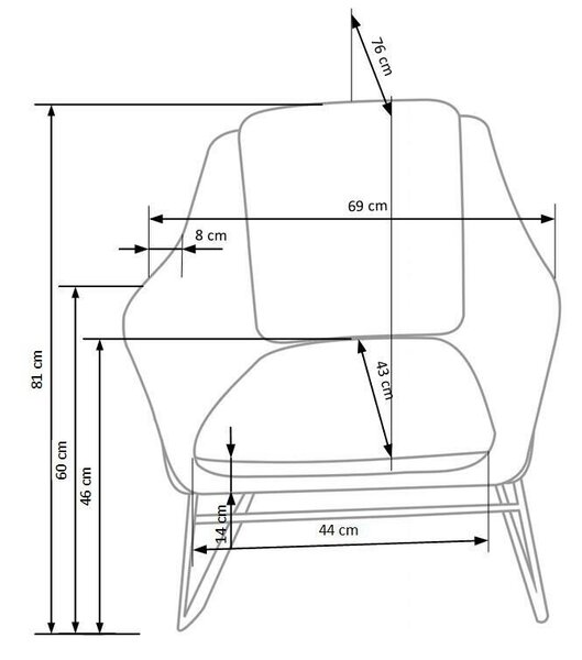 Fotelj Houston 846, Temno modra, Zlata, 69x76x81cm, Noge: Kovina