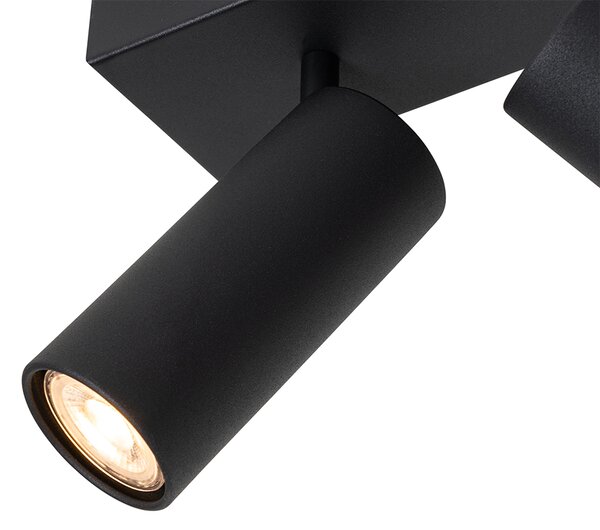 Pametna stropna reflektorska svetilka črna 4-luči nastavljiva vklj. 4 Wifi GU10 50mm - Renna