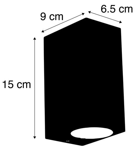Komplet 2 modernih stenskih svetilk črne 2-svetlobne IP44 - Baleno