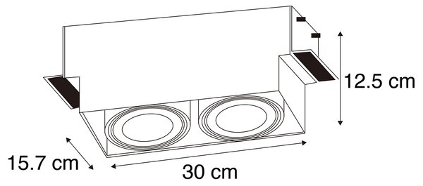 Komplet 3 vgradnih reflektorjev črn GU10 AR111 trimless 2-light - Oneon