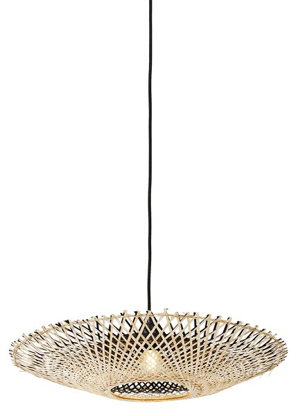 Orientalna viseča svetilka črna z bambusom 50cm - Rina