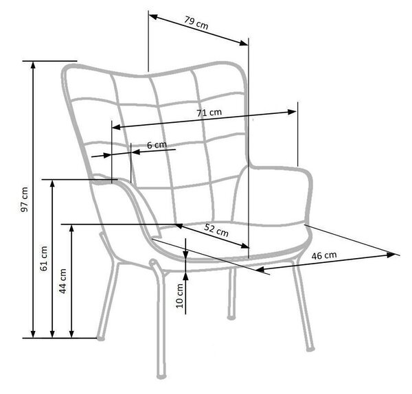 Fotelj Houston 868, Temno zelena, 71x79x97cm, Noge: Kovina