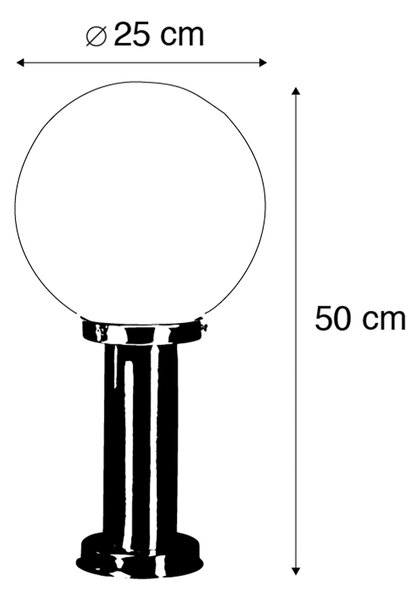 Pametni zunanji svetilni stolpec iz nerjavečega jekla 50 cm, vključno z WiFi A60 - Sfera