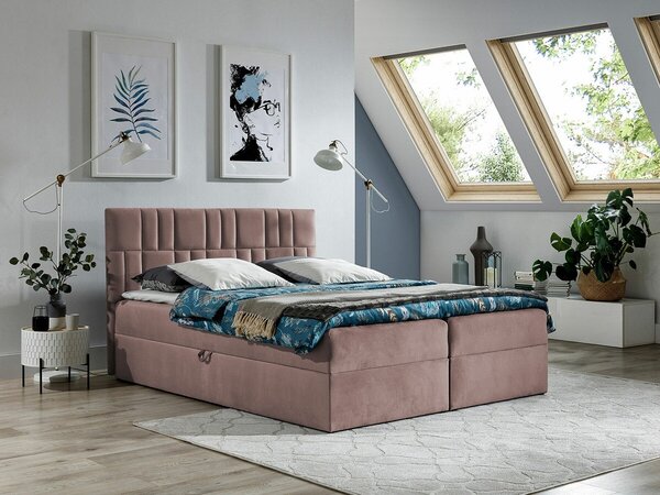 Boxspring postelja Baltimore 143, 120x200, Blago, Posteljno dno, 124x208x103cm, Vzmetnica