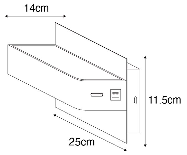 Moderna stenska svetilka bela z LED z USB - Ted