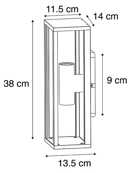 Industrijska stenska svetilka črna 38 cm 2-svetlo IP44 - Charlois