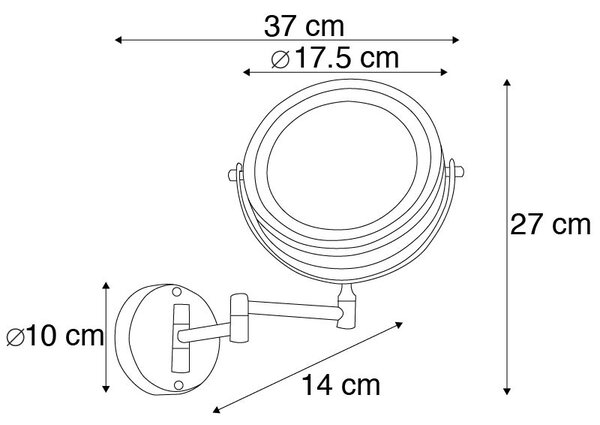 Dizajn stensko ogledalo krom z LED temno do toplo nastavljivo IP44 - Vicino