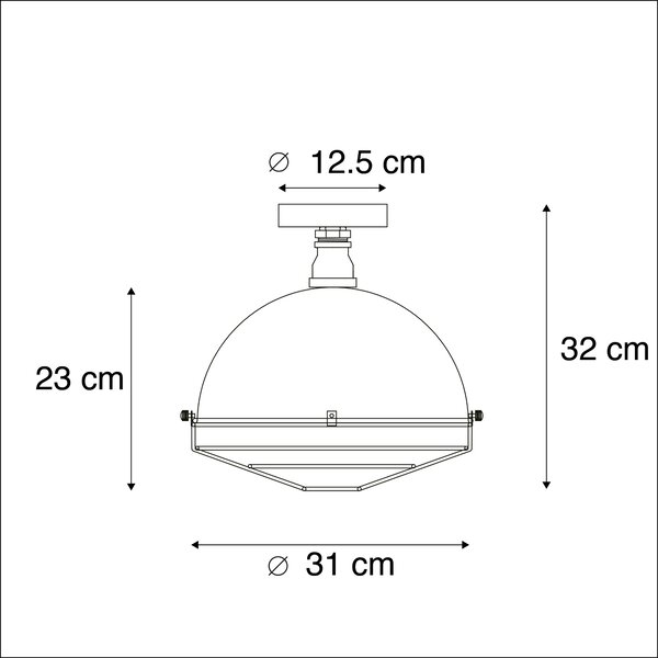 Industrijska stropna svetilka starinsko srebrna 32 cm - Tečaj