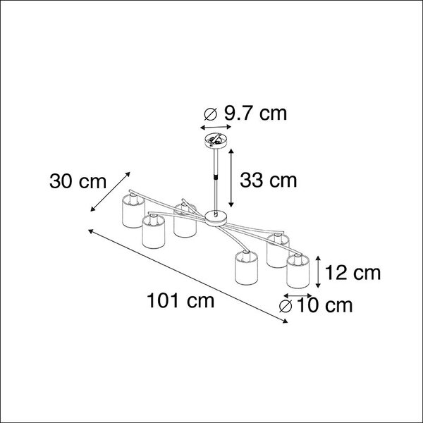 Moderna viseča svetilka črna nastavljiva 6 luči - Lofty