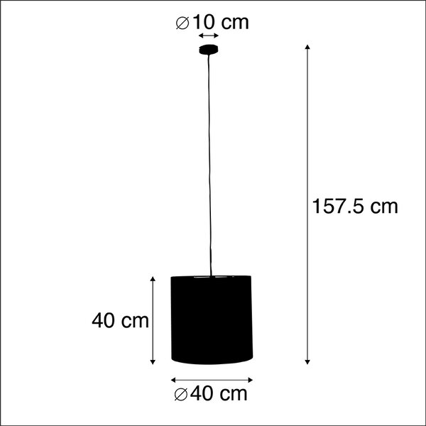 Viseča svetilka z velur odtenkom črna z zlatom 40 cm - Combi