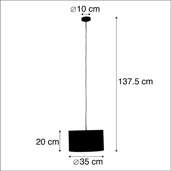 Viseča svetilka z velur odtenkom modra z zlatom 35 cm - Combi