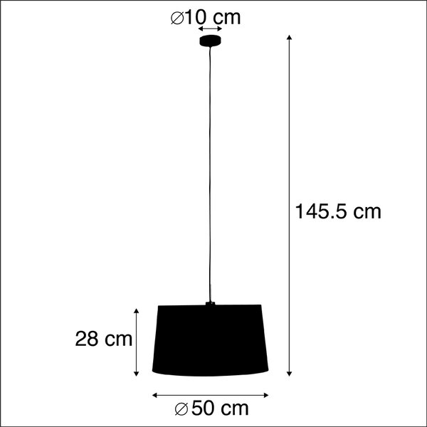 Viseča svetilka z bombažnim odtenkom črna z zlatom 50 cm - Combi