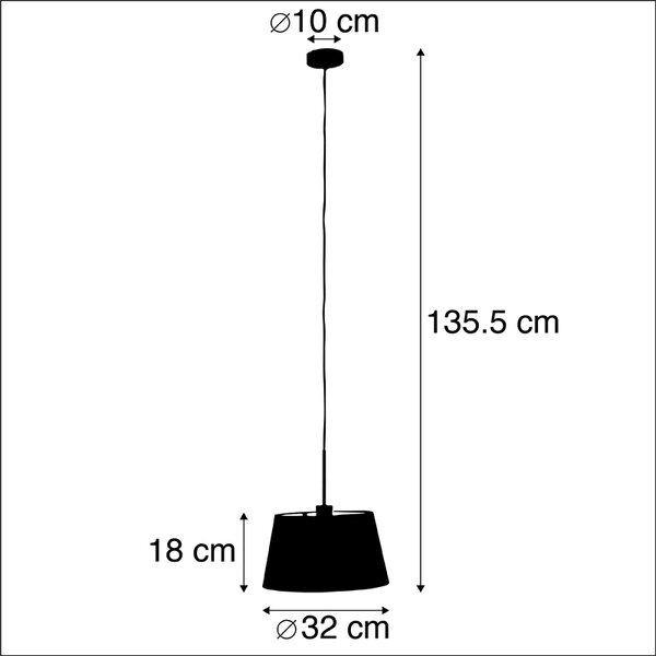 Viseča svetilka z bombažnim odtenkom črna z zlatom 32 cm - Combi