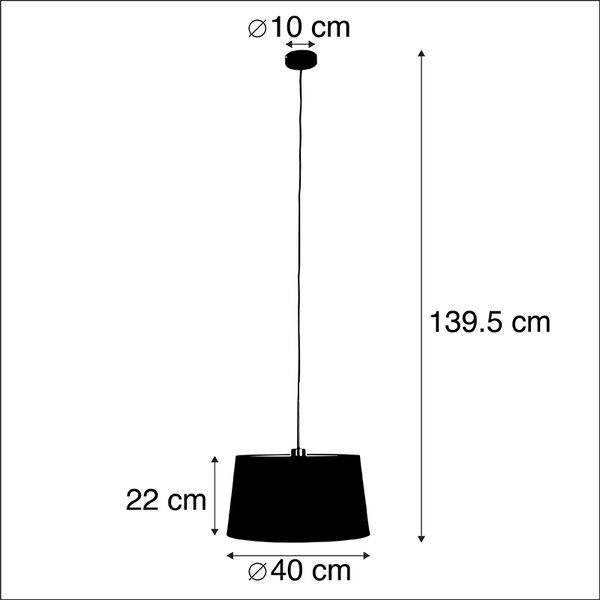 Viseča svetilka z bombažnim odtenkom črna z zlatom 40 cm - Combi