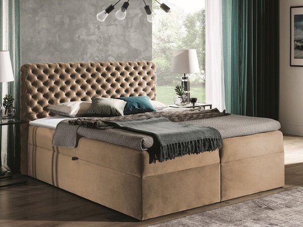 Boxspring postelja Baltimore 148, 120x200, Blago, Posteljno dno, 126x213x123cm, Vzmetnica