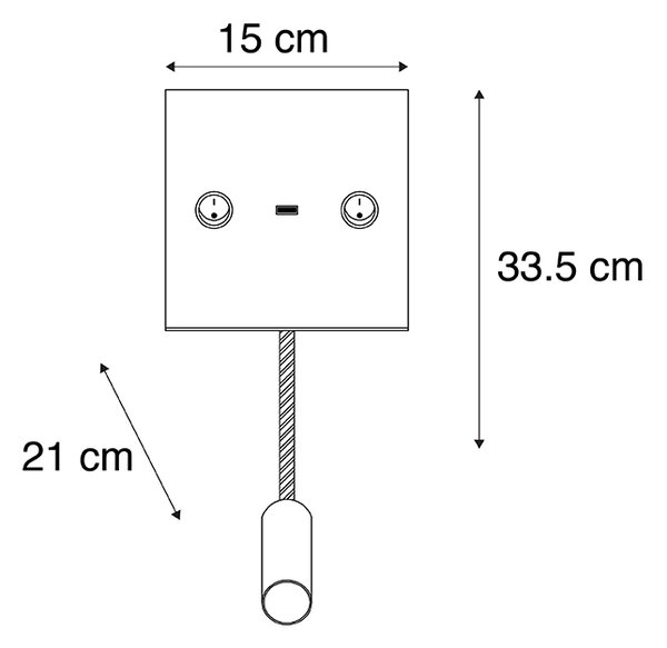 Sodobna stenska svetilka USB črna s fleksibilno roko - Duppio