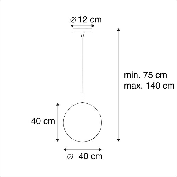 Skandinavska viseča svetilka opalovo steklo 40 cm - Kroglica 40