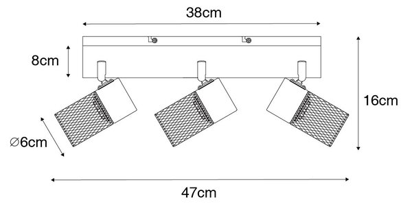 Industrijski stropni reflektor črn 3 luči nastavljiv - Jim
