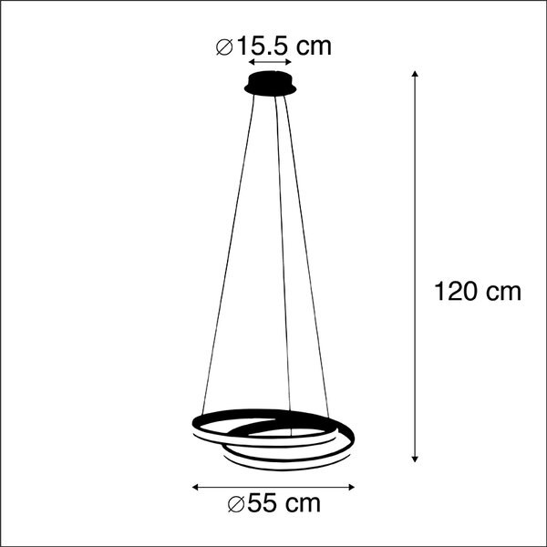 Moderna viseča svetilka bela 55cm z LED - Rowan