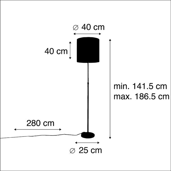 Talna svetilka zlata / medenina s črnim velur odtenkom 40/40 cm - Parte