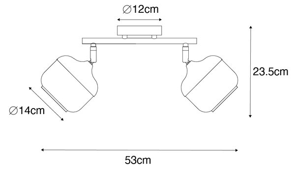 Oblikovalska točka črna z zlatom in dimljenim steklom 2-light - Kyan