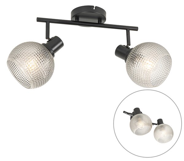 Design spot black with smoke glass 2-light - Chico