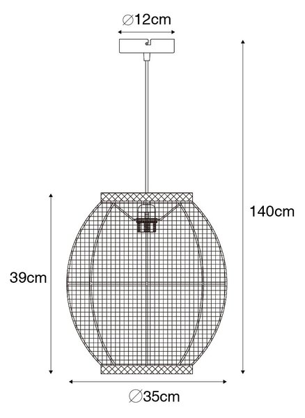 Orientalska viseča svetilka naravna 35 cm - Rob