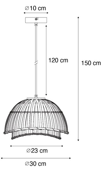 Orientalska viseča svetilka črni bambus 30 cm - Pua