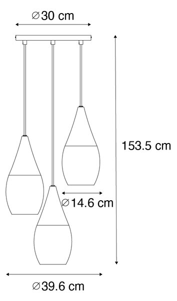 Moderna viseča svetilka črna z dimnim steklom 3-light - Drop