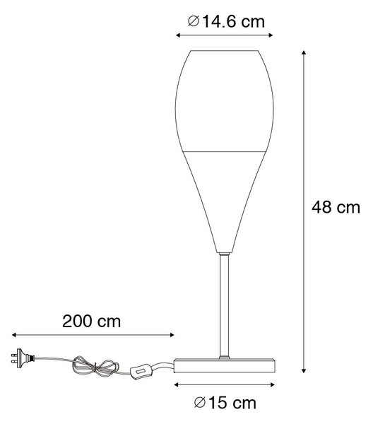 Moderna namizna svetilka črna z opalnim steklom - Drop