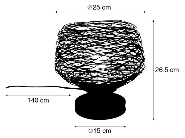 Dizajnerska namizna svetilka črna 26 cm - Sarella