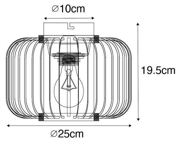 Moderna stropna svetilka črna z bambusom - Bambuk