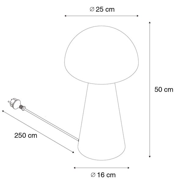 Zunanja talna svetilka črna 50 cm - Goba