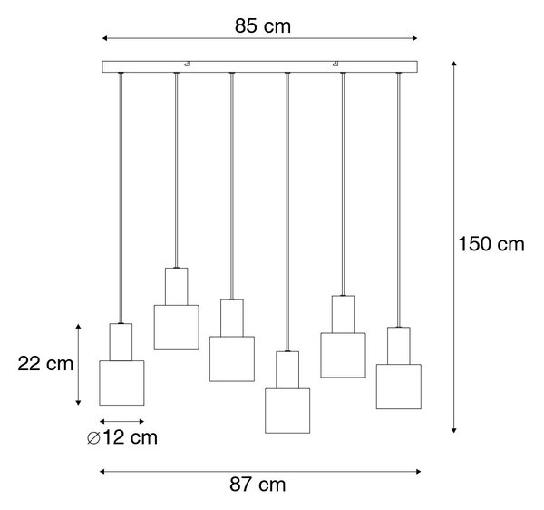 Viseča svetilka bronasta s taupe in bež 6-light - Ans