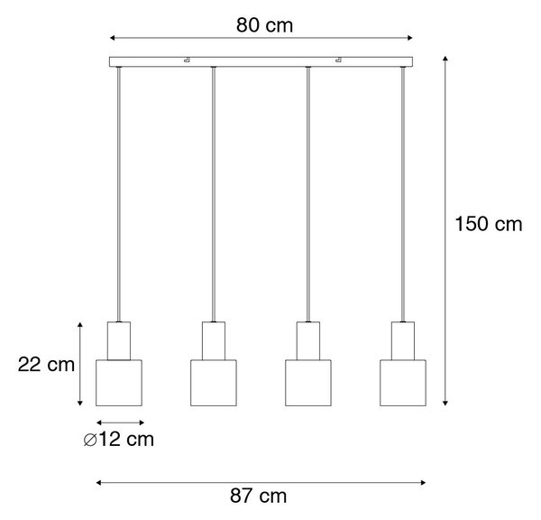 Viseča svetilka bronasta s taupe in bež 4-light - Ans