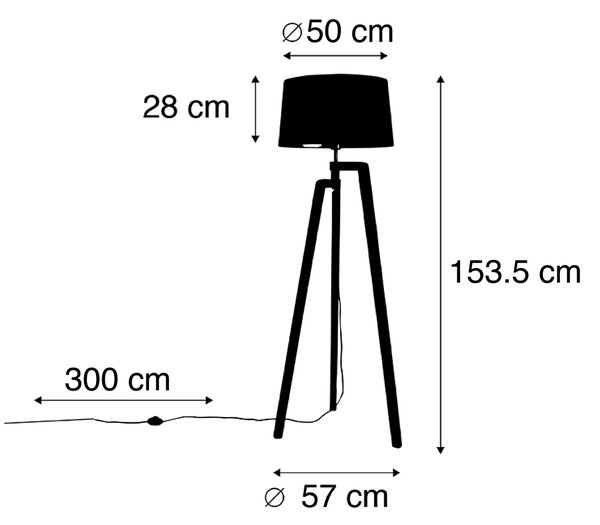 Pametna stoječa svetilka stativ s senčnikom črna z zlatom 50 cm vključno z Wif A60 - Puros