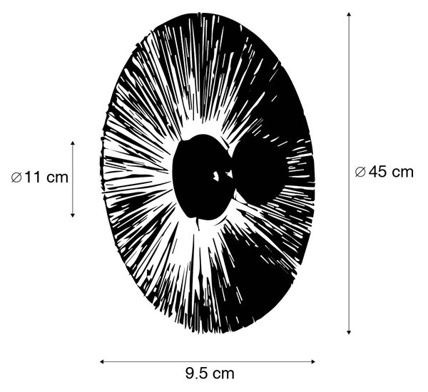 Podeželska stenska svetilka črna z vrvjo 45 cm - Leia