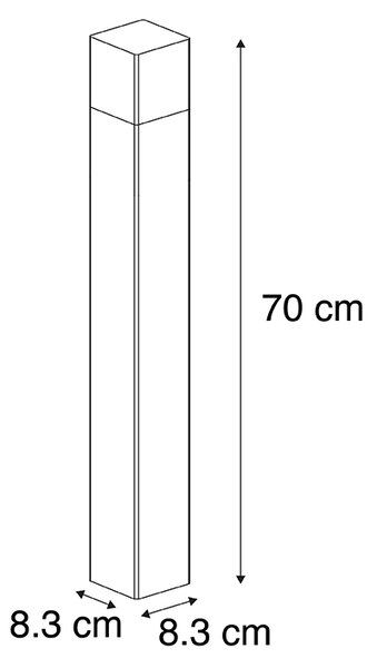 Zunanji stebriček iz črnega opalnega stekla 70 cm ozemljen zatič in tulec za kabel - Danska