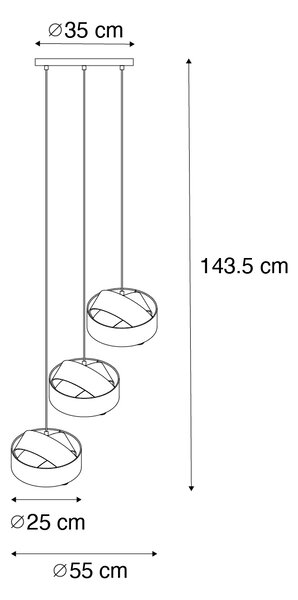 Moderna viseča svetilka bela 3-light - Cloth