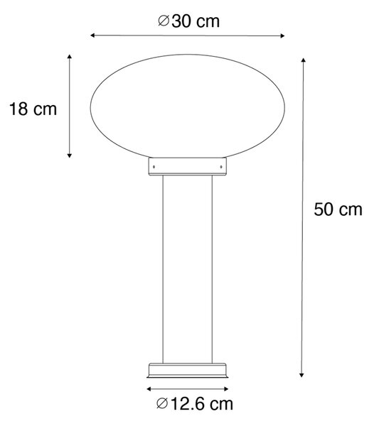 Moderni zunanji steber črn 50 cm - Elly