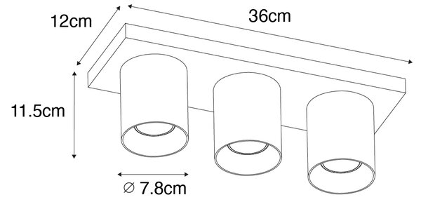 Moderni stropni reflektor črn 3-light - Tubo