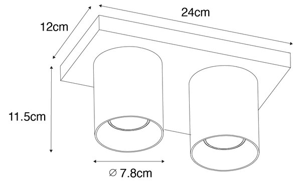 Moderni stropni reflektor bel 2-light - Tubo