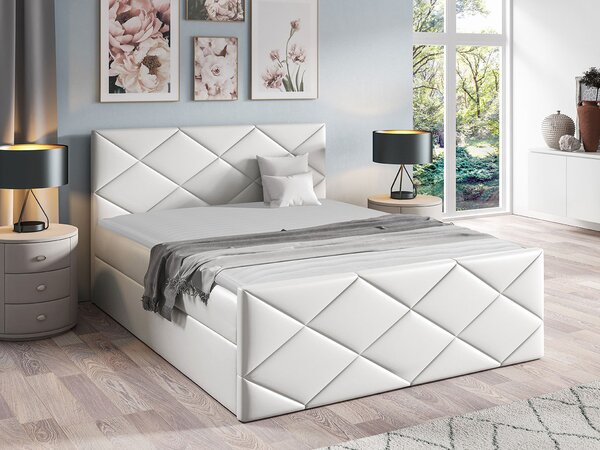 Boxspring postelja Baltimore 155, 120x200, Eko usnje, Posteljno dno, 124x213x103cm, Vzmetnica