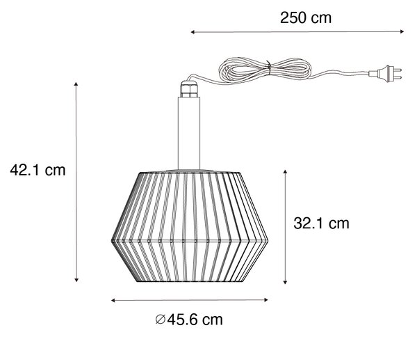 Moderna zunanja viseča svetilka črna z belim senčnikom 45,6 cm IP44 - Robbert