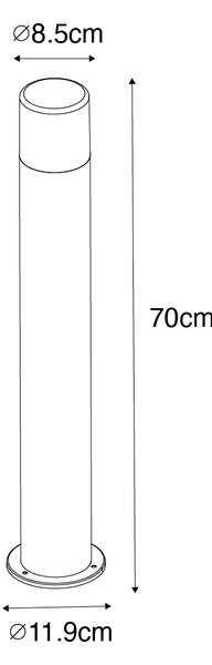 Stoječa zunanja svetilka črna z dimnim senčnikom 70 cm - Odense