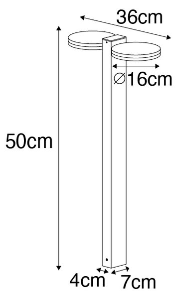 Stoječa zunanja svetilka črna 50 cm z LED 2 lučkama IP44 - Esmee