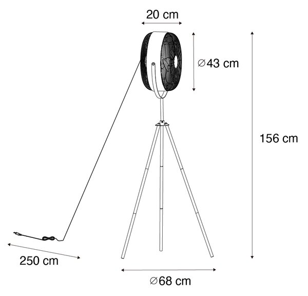 Stojalo za talni ventilator, črno z zlatimi 4 lučkami - Kim